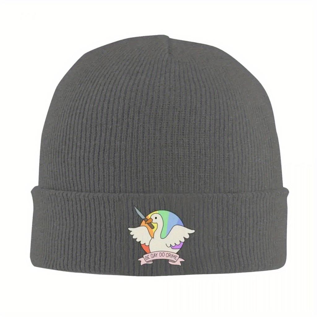 Be Gay Do Crime - Goose Warm Knitted Cap Hip Hop Bonnet Hat Autumn Winter Outdoor Beanies Hats for Men Women Adult