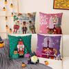 Nutcracker Soldier Christmas Pillow Case Home Dorm Chair Back Short Plush Double-Sided Printing Office Nap Time Cushion Cover