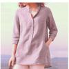 Women Spring Half Sleeve Plus Size Button Casual Shirts Autumn V-Neck Solid  Top