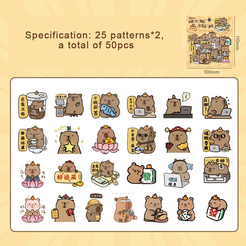 50 Stück Niedliche Kawaii Cartoon Capybara Aufkleber Für Frauen Mädchen Transparente Wasserdichte Aufkleber Tagebuch Dekorationsaufkleber