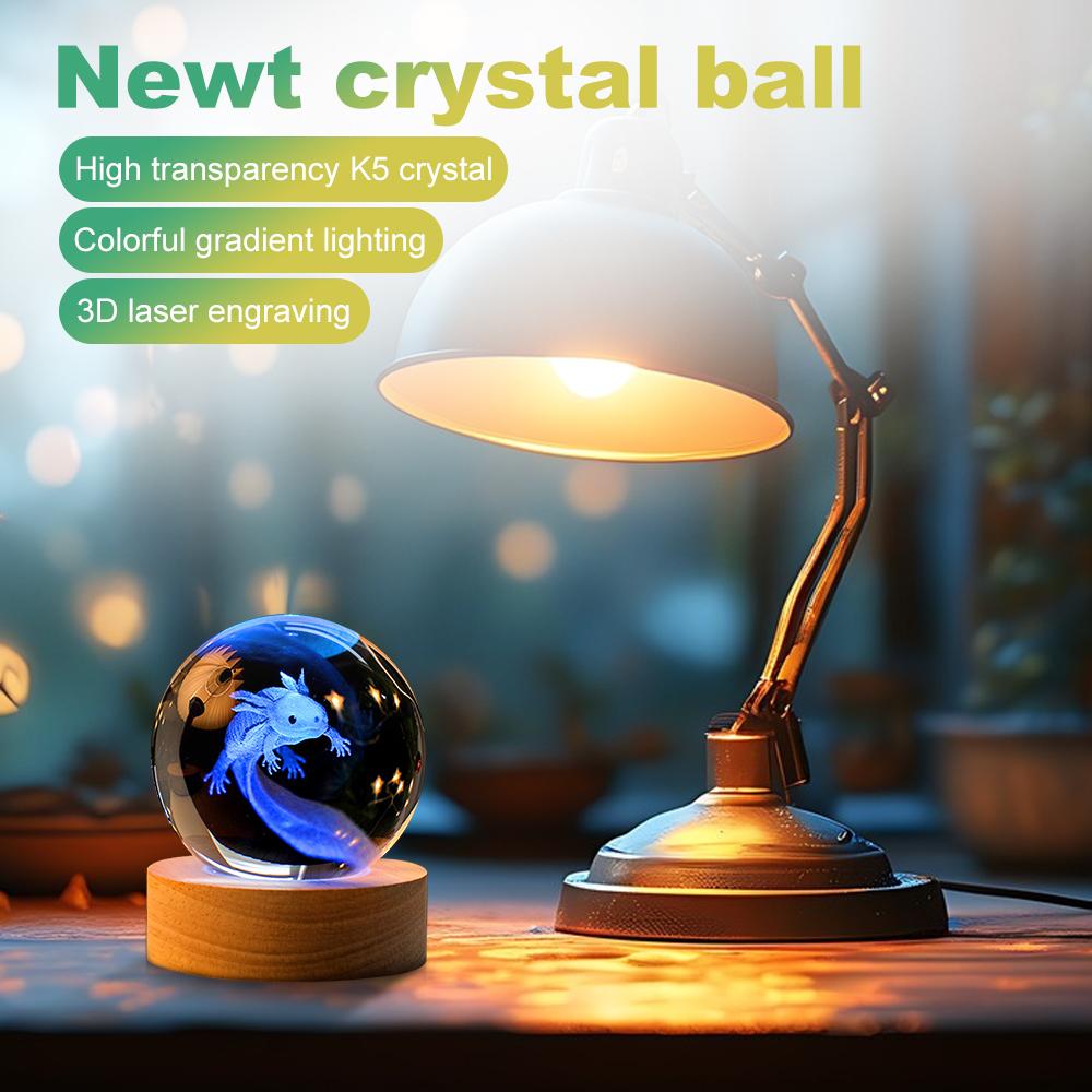 Luminous Crystal Ball Small Night Lamp Usb Interface Solid Wood Base 3d Inner Carving for To Send Boys Creative Small Ornaments
