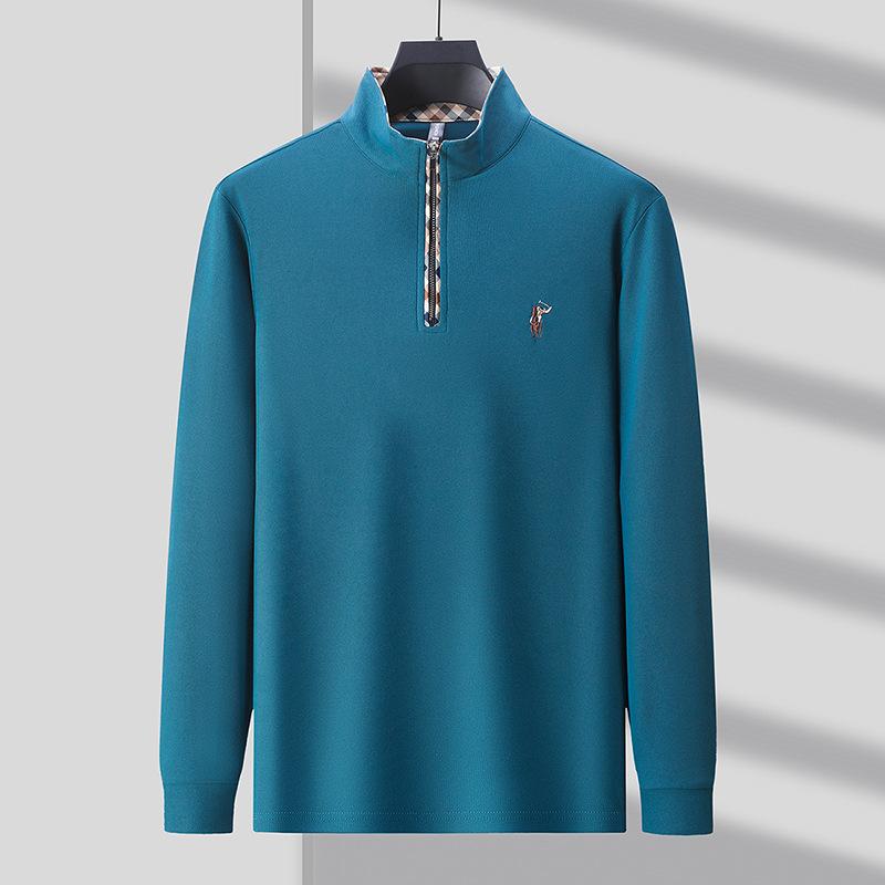 

Высококачественная дышащая мужская футболка-поло с длинными рукавами и вышивкой из хлопка для мужчин, мужская футболка-поло, модная 4XL темно-синий