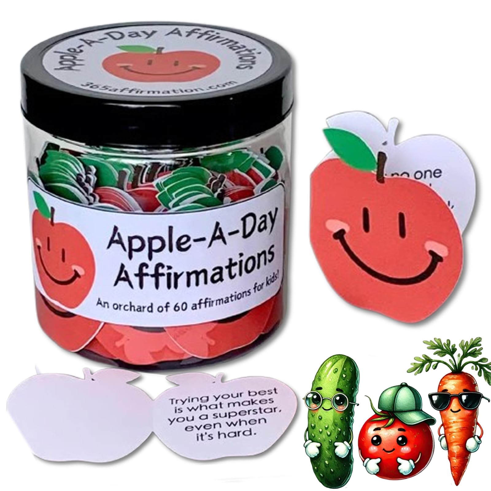 

Positive Pickle Emotional Support Affirmation Cards, 30/60 Mini Positive Affirmation Card Jar Decorative, Daily Positive Quotes 30 cards зелений