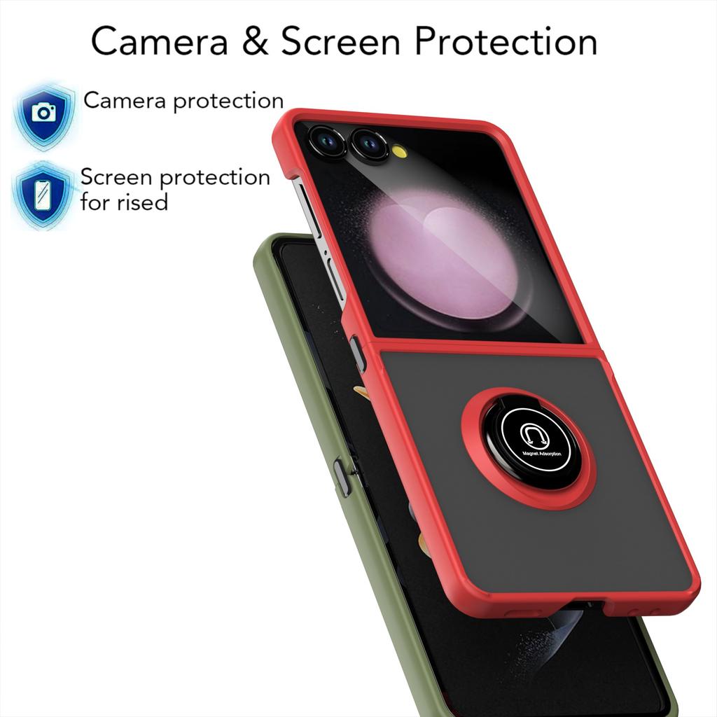 Sports for Luxury Magnetic Ring Folding Cell Phone Case for Z Flip 5G/7 Protective TPU+PC Shockproof Screen Protector