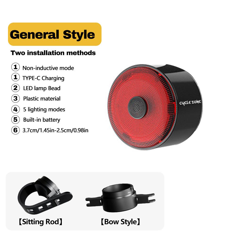 Smart Induction Rechargeable Bicycle Tail Light for Night Riding