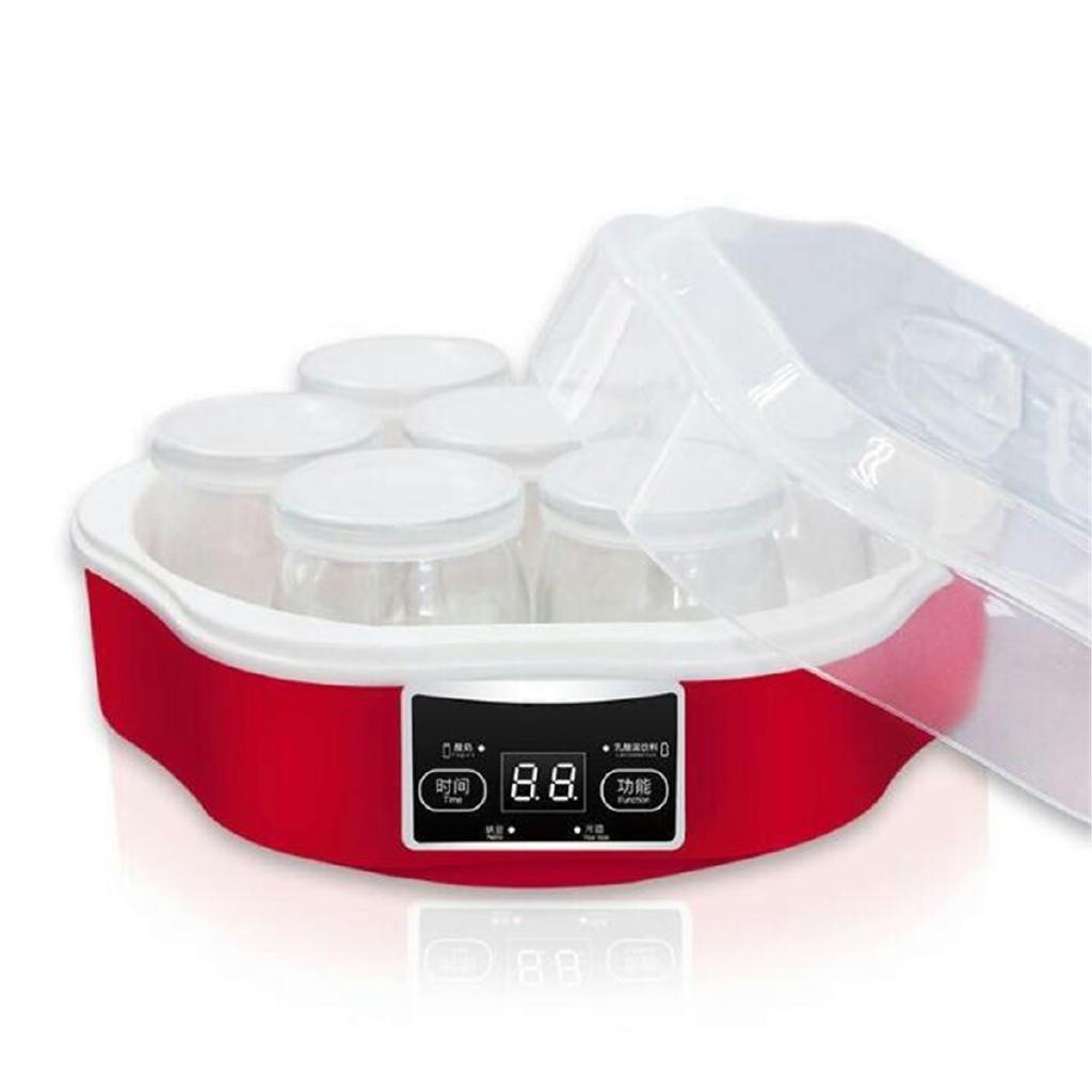 15W Automatic Smart Touchs Screen DIY Yogurt Machine 220V Electric Automatic Yogurt Maker With Timer 7 Glass Jars Container