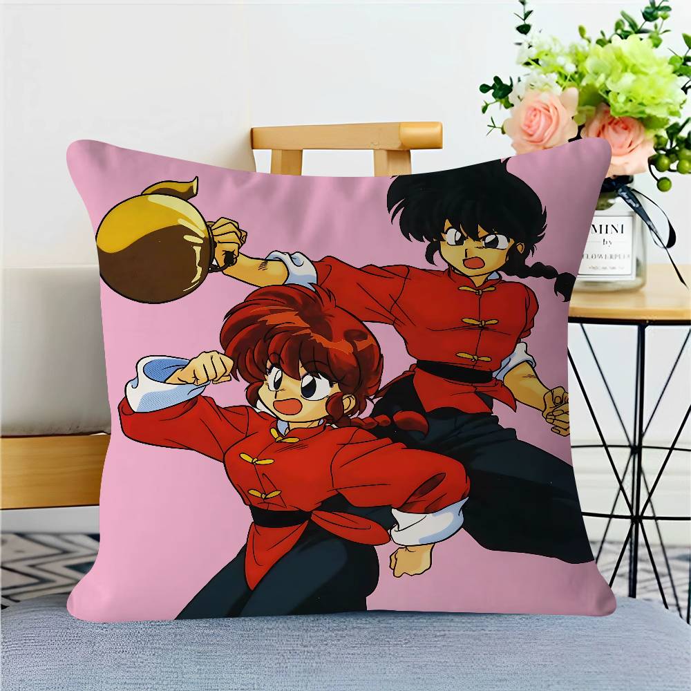 Ranma Anime Throw Pillow Cover 45x45cm Soft Cozy Cotton Outdoor Decorative Pillowcase Covers With Zipper For Couch Sofa Bedroom