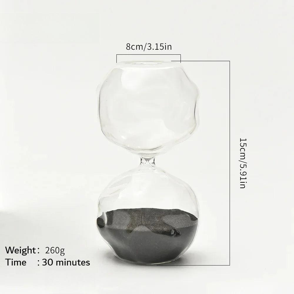 8×15cm Irregular Meteorite Shape 30min Hourglass Timer Durable Kraft Glass Sand Clock Meditation Reading Game Timing Home Aesthetic Desktop Ornament
