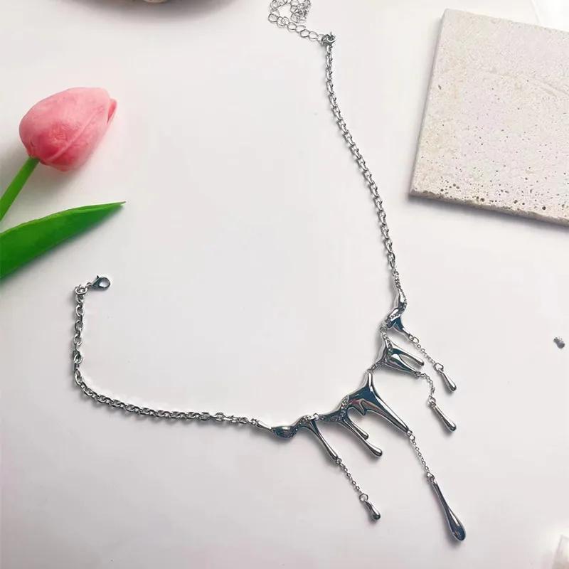 Women Fashion Summer Liquid Irregular Necklace Girl Niche Design High Sense Fashion Jewelry Accessories for Women Creative Gifts