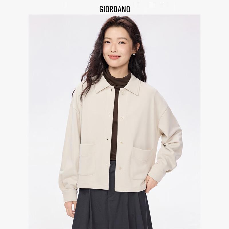 Giordano Women's Double Pocket Loose Lapel Short Cardigan