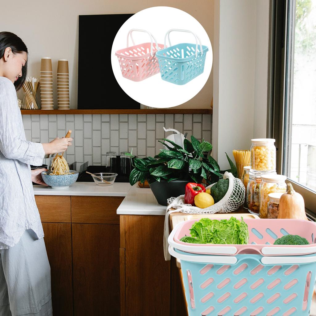 2 Pcs Hand Basket Fruit Storage Small Shower Shopping Basket/carrier Handle Baskets Portable