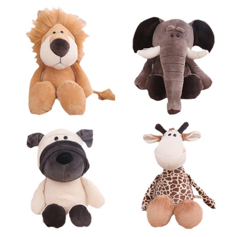 Plush Forest Animal Dolls: Lion, Elephant, Tiger, Monkey, and Deer - Children's Toys