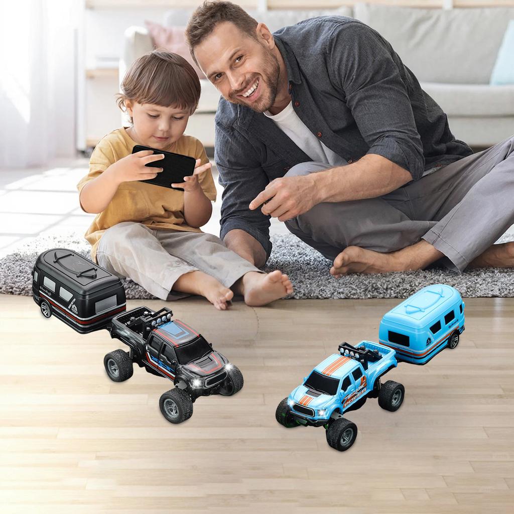 Alloy Remote Control Car Pickup Off-road Vehicle + Trailer Rechargeable Drift Racing Car Children's Car Electric Toy