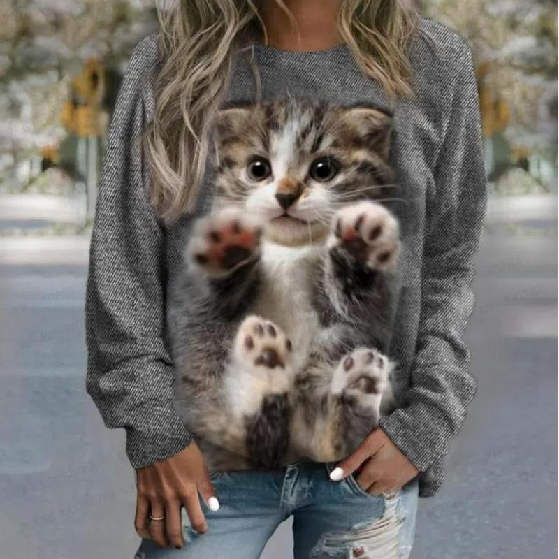 Animal pisică 3d hanorace cu imprimeu 3d hanorace pentru femei la modă crewgate hanorac desene animate kawaii grafice paltoane femei transpirații îmbrăcăminte supradimensionată manga