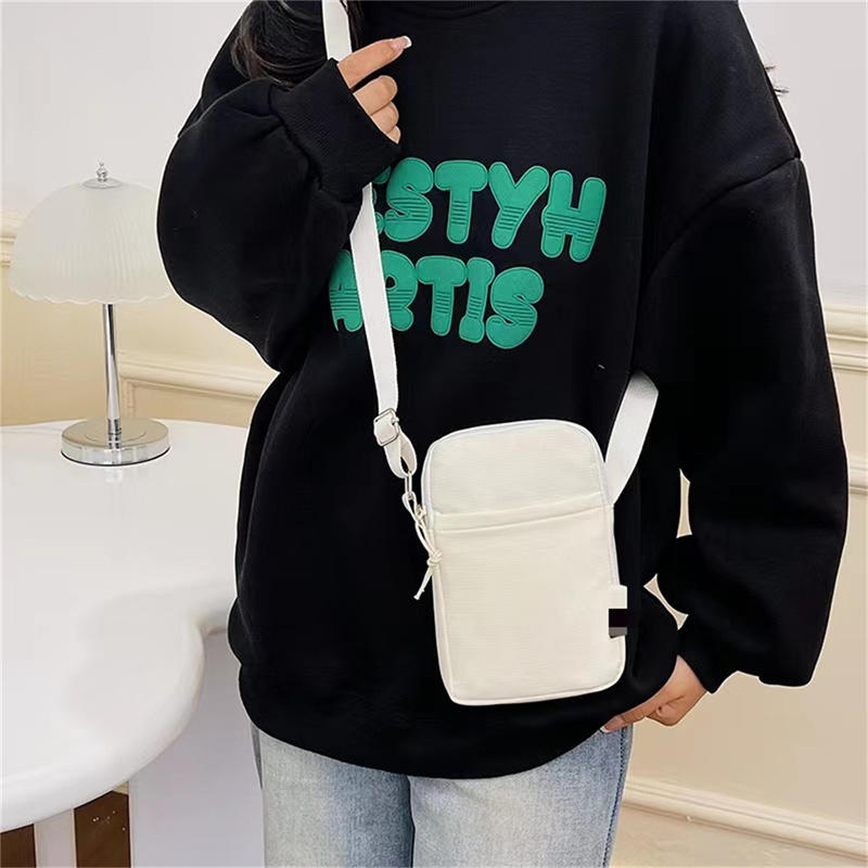 Women Canvas Small Satchel Purse Trend Candy Color Shoulder Wallet Simple Mobile Phone Crossbody Bag