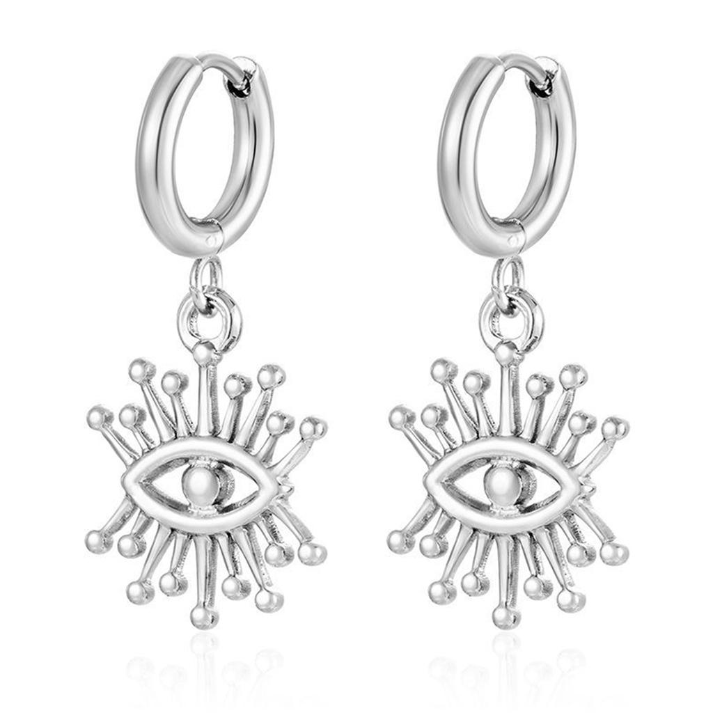 316L Stainless Steel Eye Pendant Earrings For Women Drop Hoop Earrings Vintage Metal Small Ears Piercing Charm Zircon Gifts