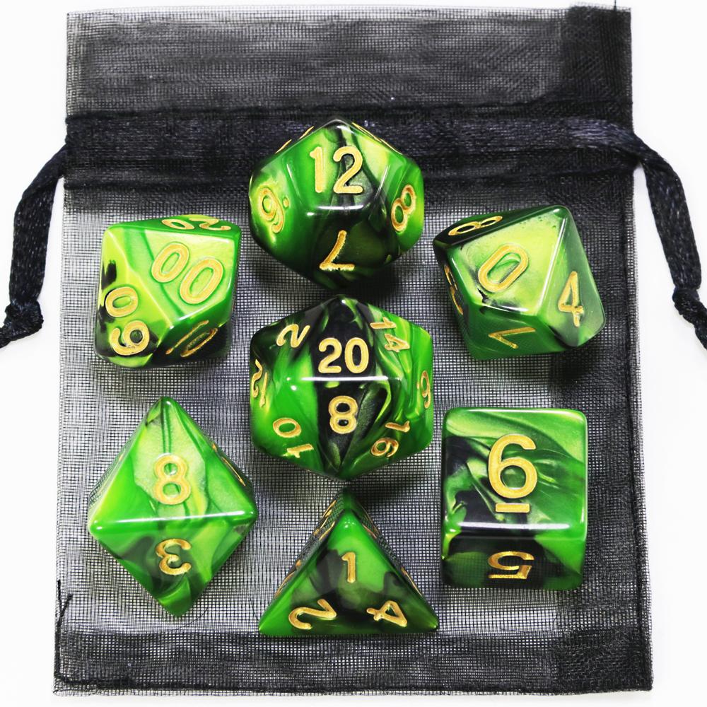 Würfel DND Spielwürfel Rollenwürfel Farbmischwürfel Würfelset mit Tasche 9 verschiedene Stile erhältlich für tragbares Spielzeug DND RPG TRPG Spiele