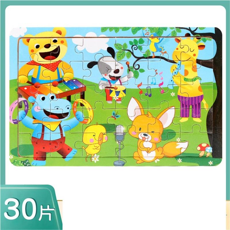 30 Piece Wooden Jigsaw 3d  Puzzle Kids Cartoon Animal Vehicle Puzzles Game Baby Early Learning Educational Toys  parenting skill