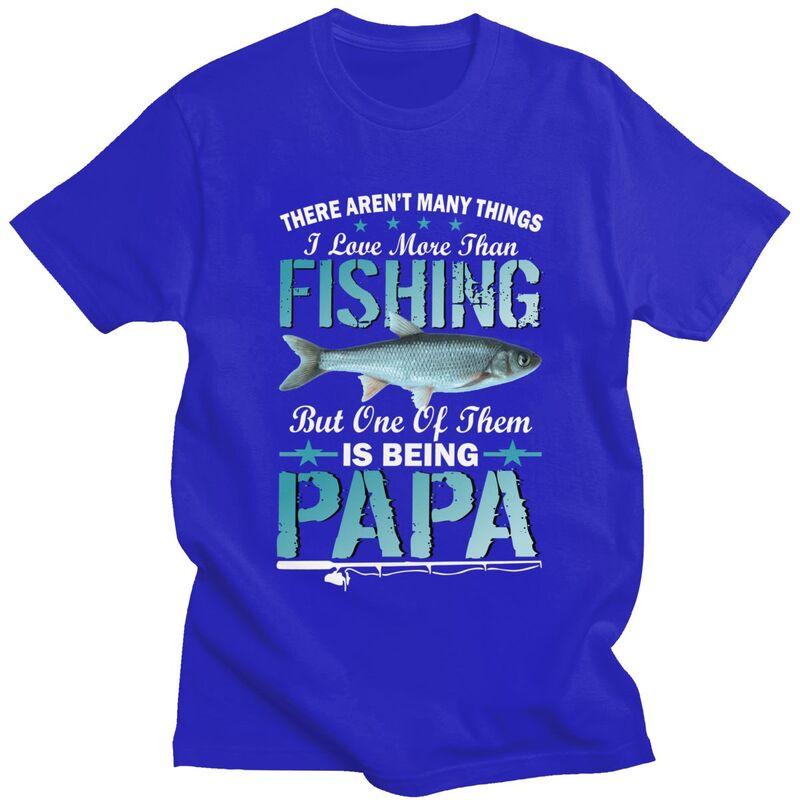 Custom Male Fishing Papa T Shirt Short Sleeves Cotton Tshirt Tshirt Casual Dad Fathers Gift Tees Slim Fit Clothing