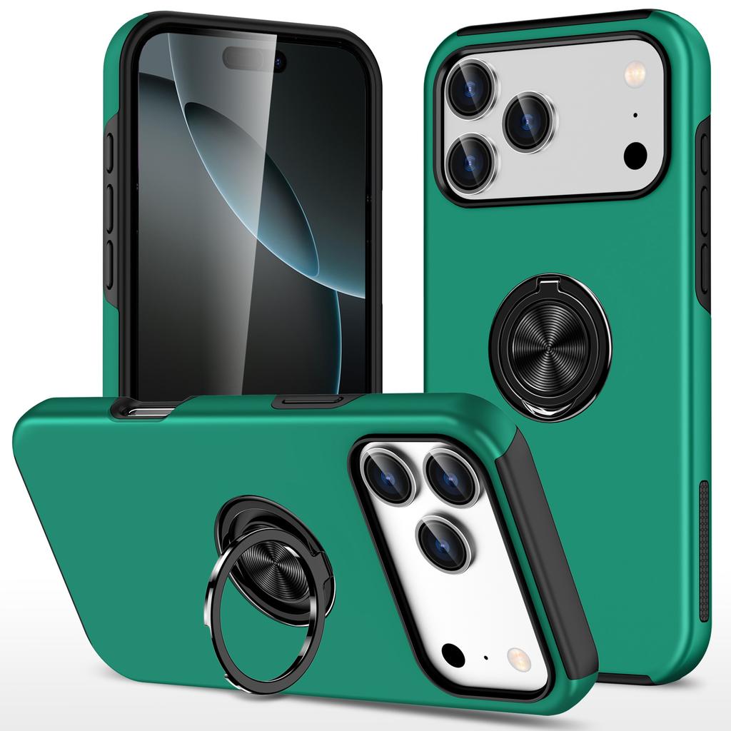 For iPhone 17 Pro Case PC + TPU Phone Cover with Rotatable Ring Holder