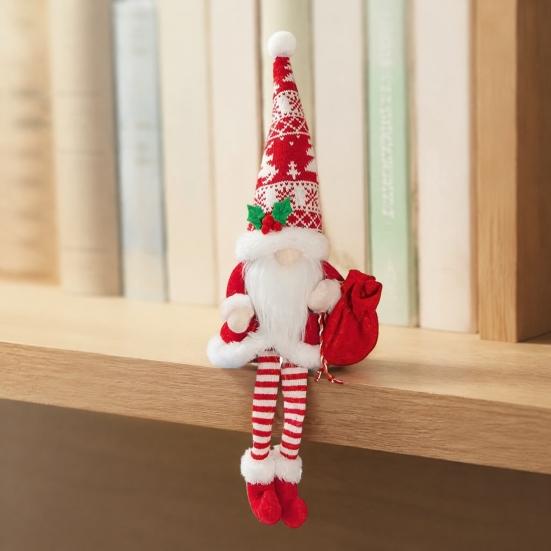 Plush Elf Doll Pair Christmas Gnome, Long Leg Faceless Scandinavian Santa Doll, Swedish Tomte Soft Fabric Winter Home Accents Figurine for Holiday