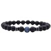 Women's Energy Yoga Bracelet: 8mm Frosted Black Volcanic, Amber & Weathered Stones