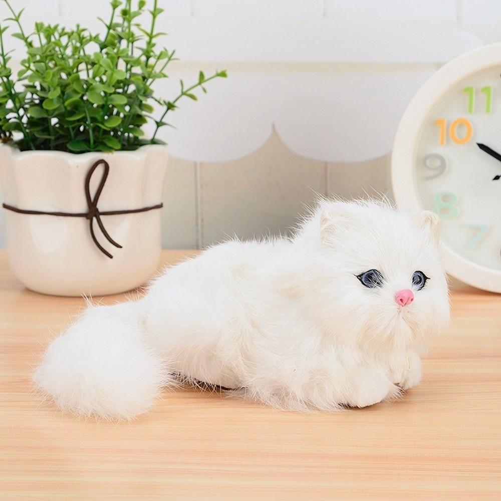 Cartoon Simulation Cat Doll Cozy Fluffy Desktop Decoration Realistic Kitten Decoration  Collectible