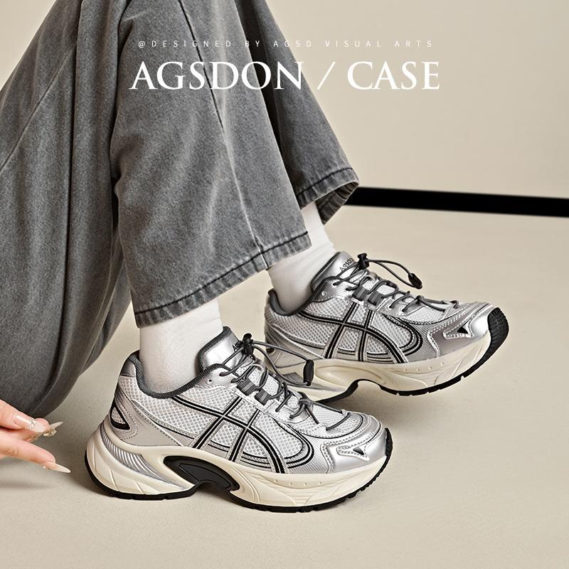 Augustine platform dad shoes women's 2025 summer new silver fashion retro hiking shoes sports and leisure shoes