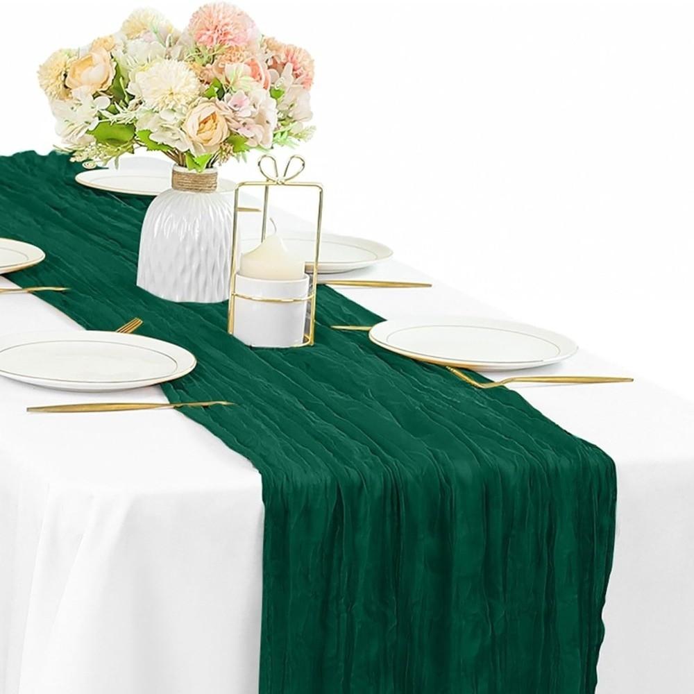 Elegant Pleated Tablecloth Washable Table Flag Crepe Table Runners  Table Settings