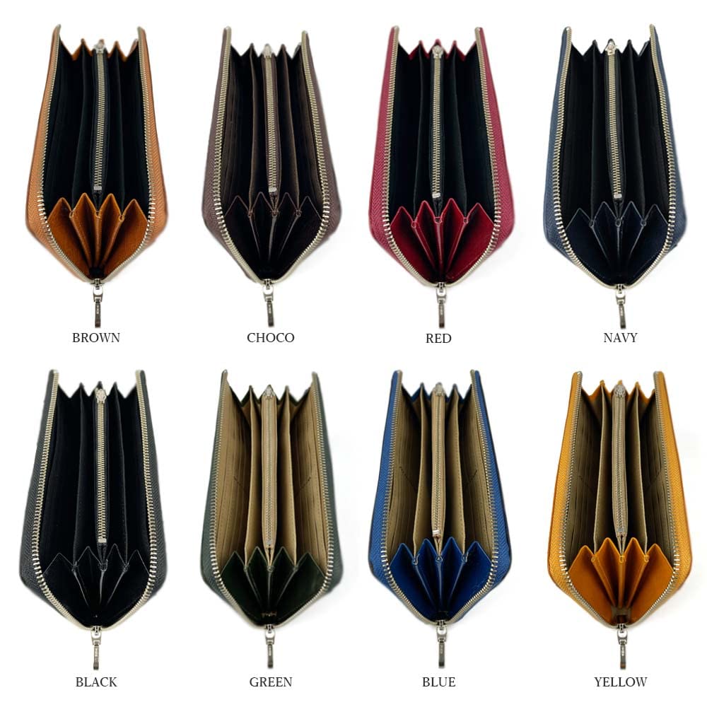 Lee Colors Premium Italian Leather Round Zipper Long Wallet [8 Available] (0520232a) (Red)