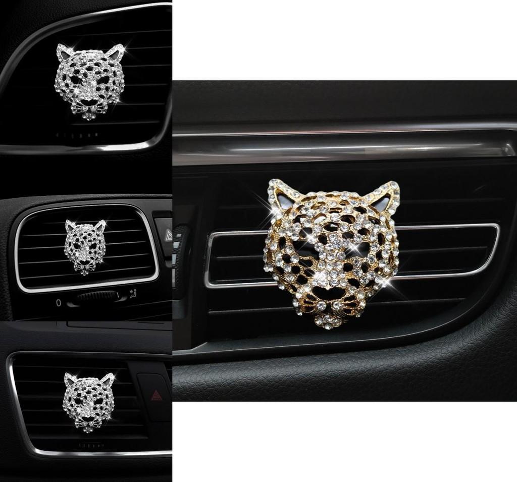 New Leopard Car Air Vent Perfume Aromatherapy Clip With Diamond Leopard Head Personalized Car Interior Decoration