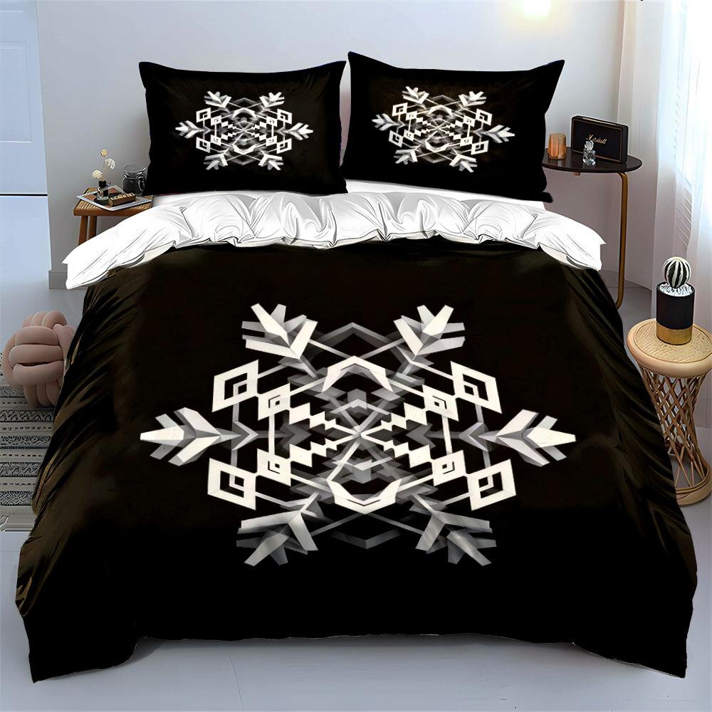 Geometric Snowflake Wall Decor Set Soft Comfortable Duvet Cover Bedding Set Included 1*Duvet Cover & 2*Pillowcases, Gift