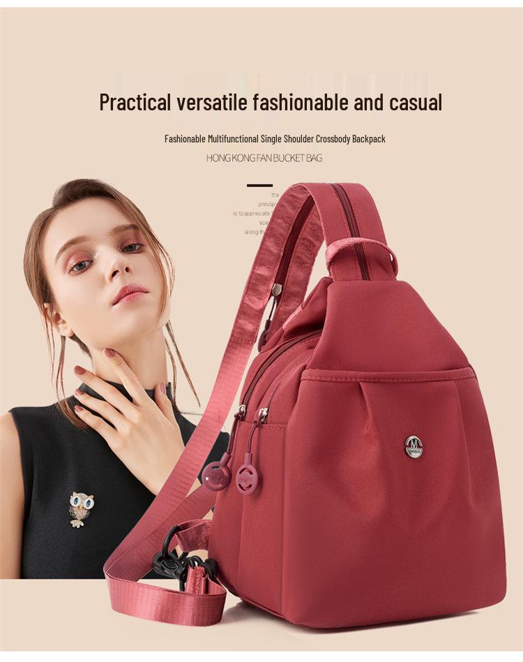2026 Autumn Women's Oxford Cloth Bag: Versatile Solid Color Backpack & Chest Bag