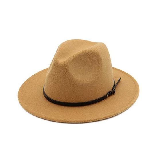Jazz Cap Wide Brim Breathable Solid Color Fedora Hat Winter Floppy Women Cap Streetwear