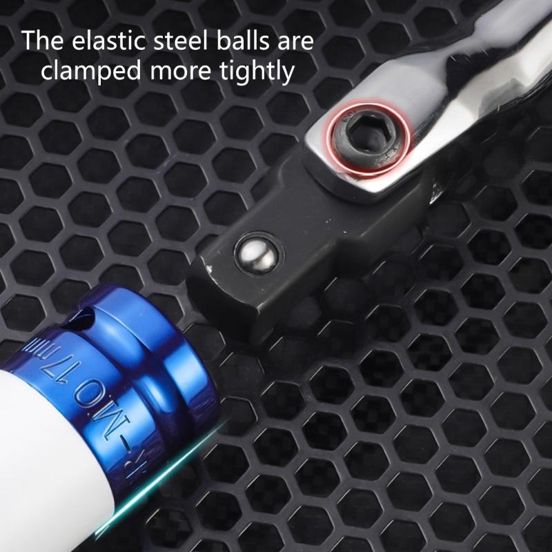 Heavy Duty 1/2Inch Joint Handle Flexible Head Socket Wrench with 180 Degree Rotation and Ergonomic Grip Breaker Bar Tool