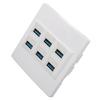 6 Port USB 3.0 Wall Plate 5Gbps USB 3.0 Female to Female Outlet Wall Plate Panel for Charging and