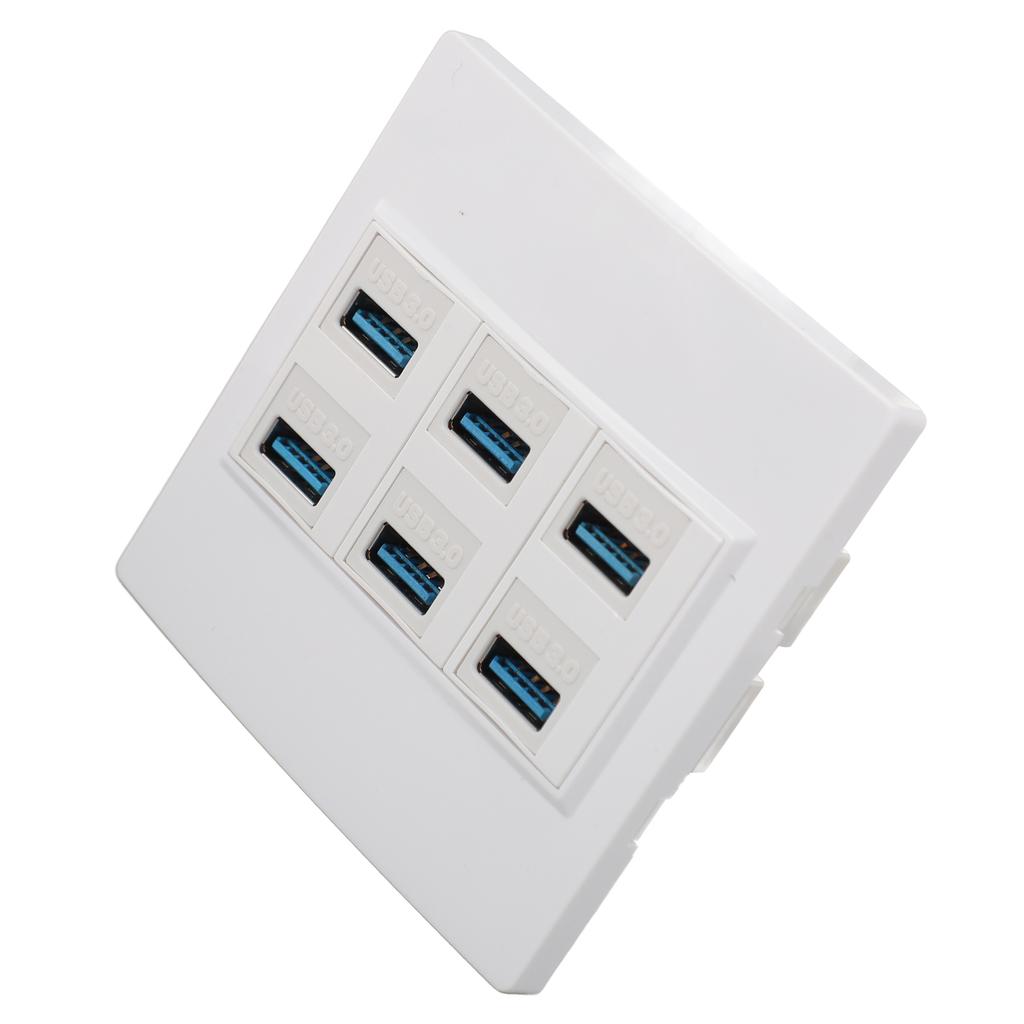 6 Port USB 3.0 Wall Plate 5Gbps USB 3.0 Female to Female Outlet Wall Plate Panel for Charging and