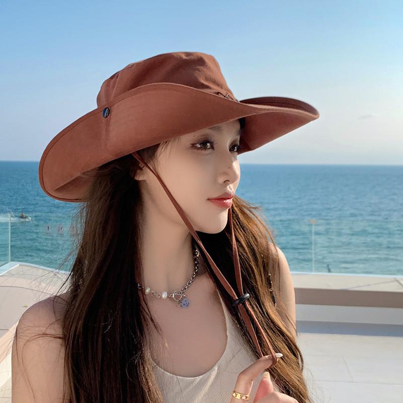 

Polyester Summer Wide Brim Fisherman Hat For Men And Women Sun Protection And Breathability кавовий