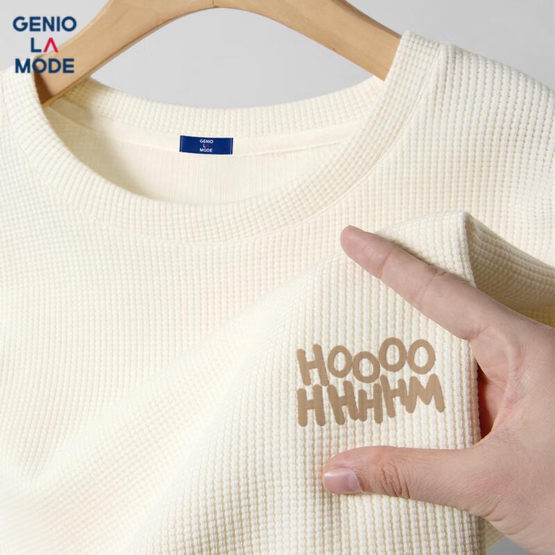 GENIOLAMODE Men s Heavyweight Waffle Knit Short Sleeve T-Shirt XL