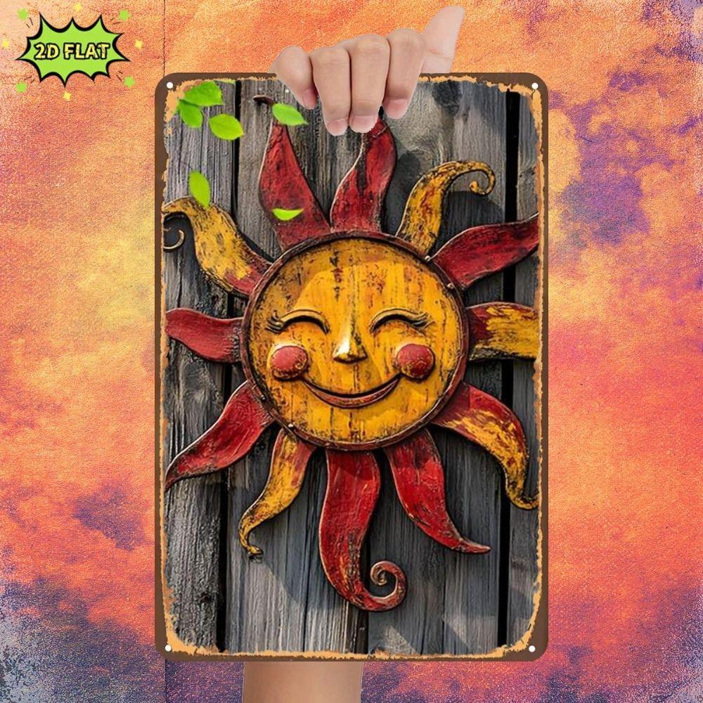 Vintage Sun Moon Boho Metal Wall Art 20x30cm Home Decor Tin Sign