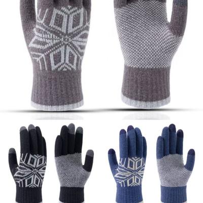 Winter Warm Men's Gloves Fleece Thickened Thread Knitted Star Anise Riding Full Finger Gloves Riding Knitted Gloves