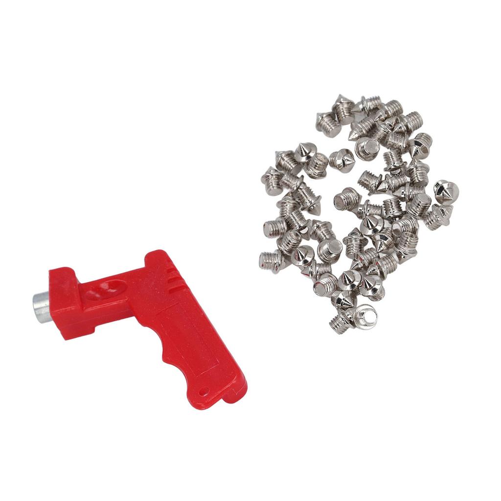 50pcs Golf Shoe Spikes Carbon Steel Rust Proof Anti Slip Spikes with Spike Wrench Track for Sports