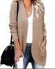 2025 Autumn Solid Color Ribbed Brushed Patchwork Long Sleeve Cardigan Jacket