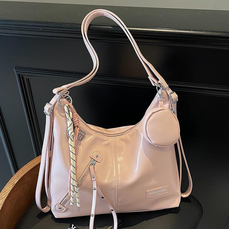 Trend Spice Girl Style Casual Simple Shoulder Tote Bag Versatile Fashion Commuter Large Capacity Shoulder Crossbody Bag