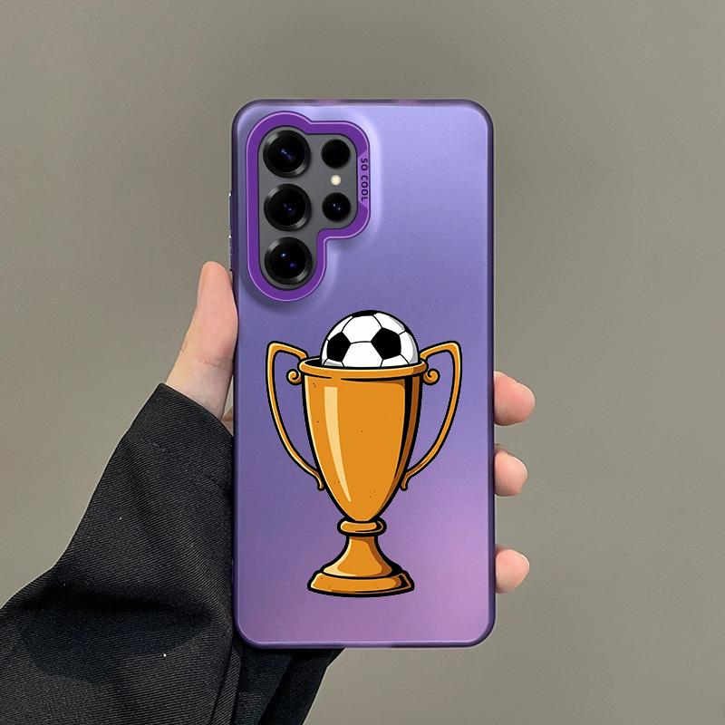 Color Phone Case For Samsung Galaxy S26 S25 S24 S23 S22 Ultra S20 S10 S21 FE 5G Plus Silver IMD Cover Soccer Love Champion