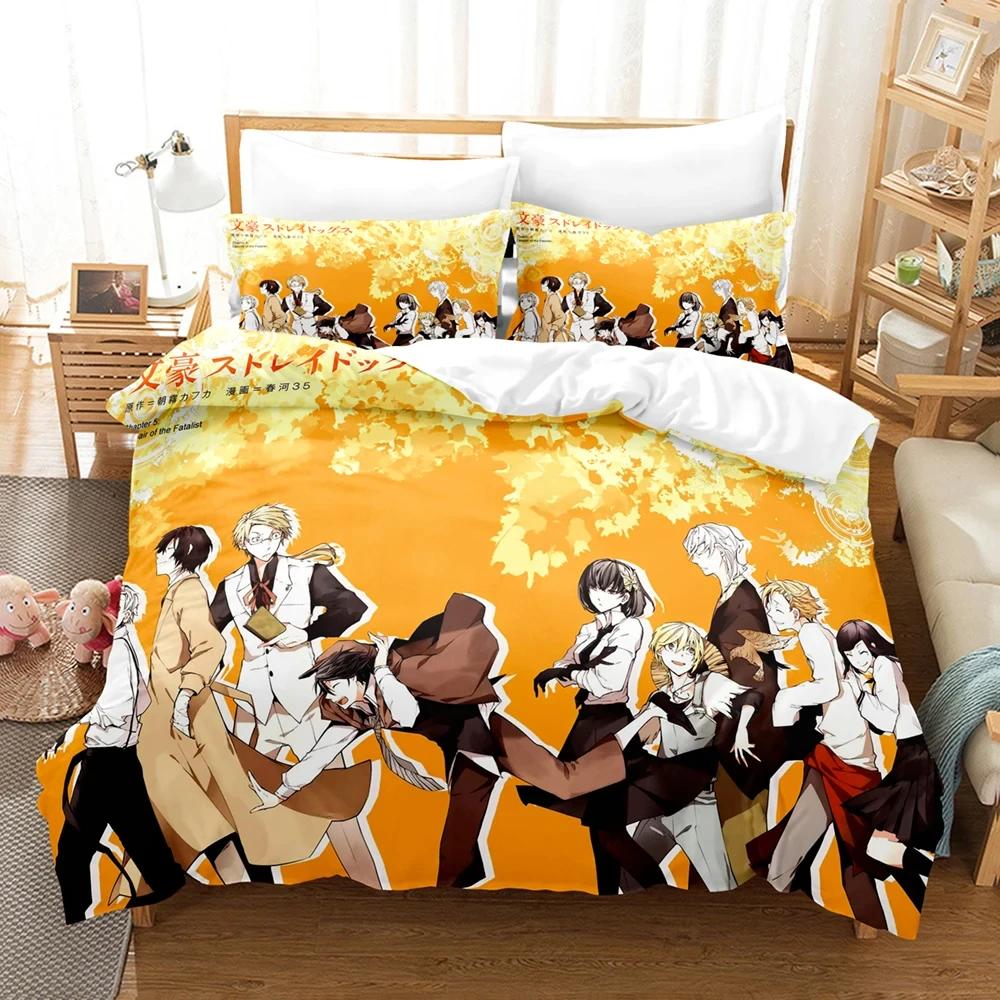 Anime Bungo Stray Dogs Bedding Set Boys Girls Twin Queen Size Duvet Cover Pillowcase Bed Kids Adult Fashion Home Textileextile