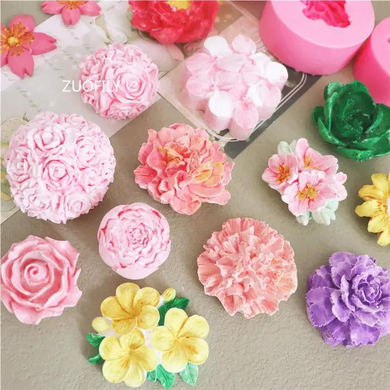 3D Rose Flower Moulds DIY Fondant Chocolate Cake Mold Plaster Work Clay Resin Soap Silicone Mold Cake Decoration Baking Tools