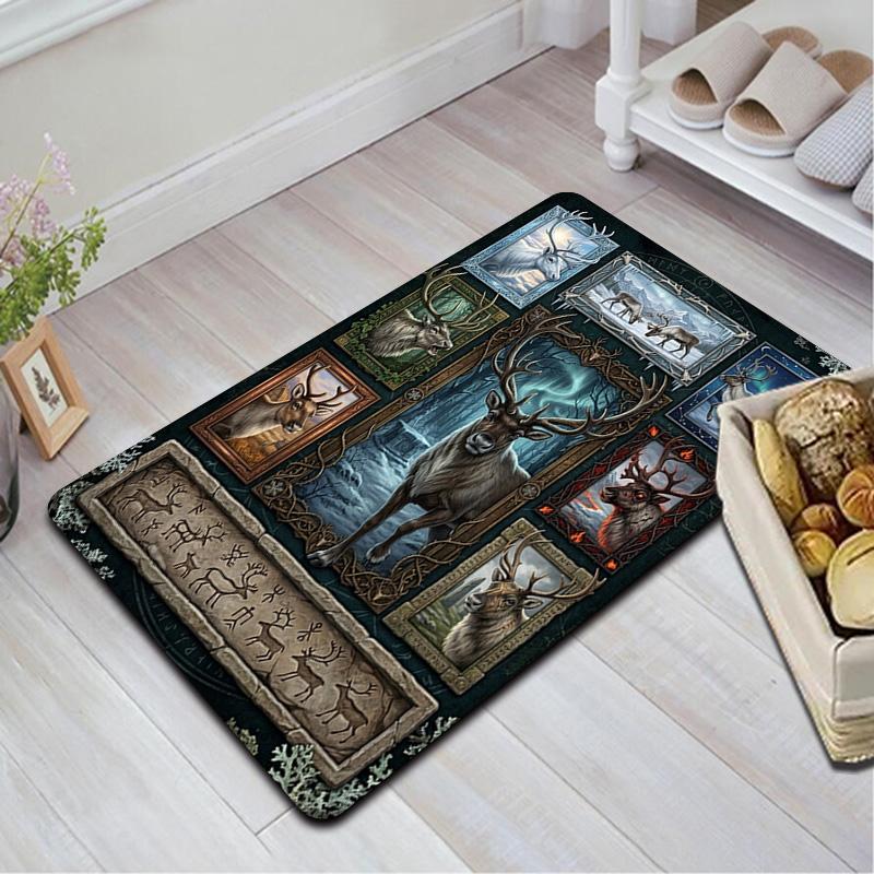 Reindeer Legends Lore Pattern Rug Floor Mat for Living Room or Bedroom Soft and Comfortable Carpet a Gift for Birthday and Holiday.