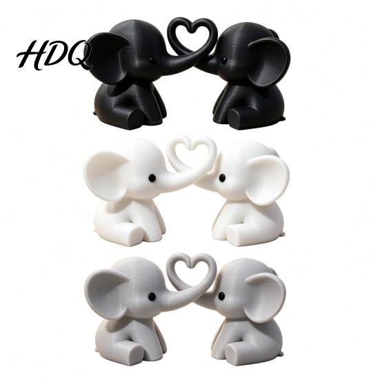Heart Shaped Figurines Elephant Couple Ornaments Matte Resin Statue for Living Room Sweet Bedroom Decor Wedding Decor Romantic Desktop Sculpture