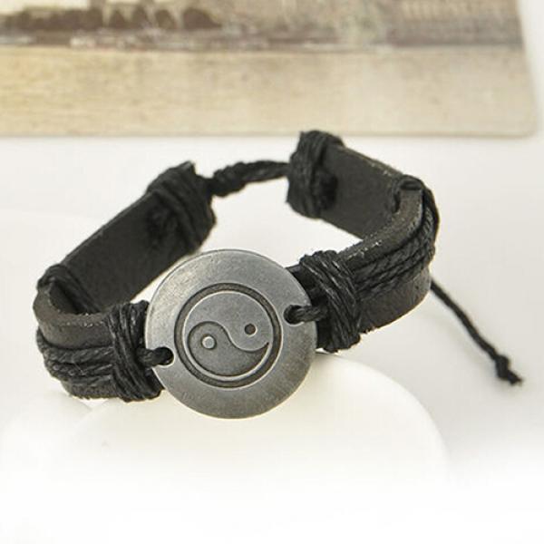 Damen Herren Wickelarmband mit Acht-Diagramm aus Kunstleder, mehrschichtiges Infinity-Armband